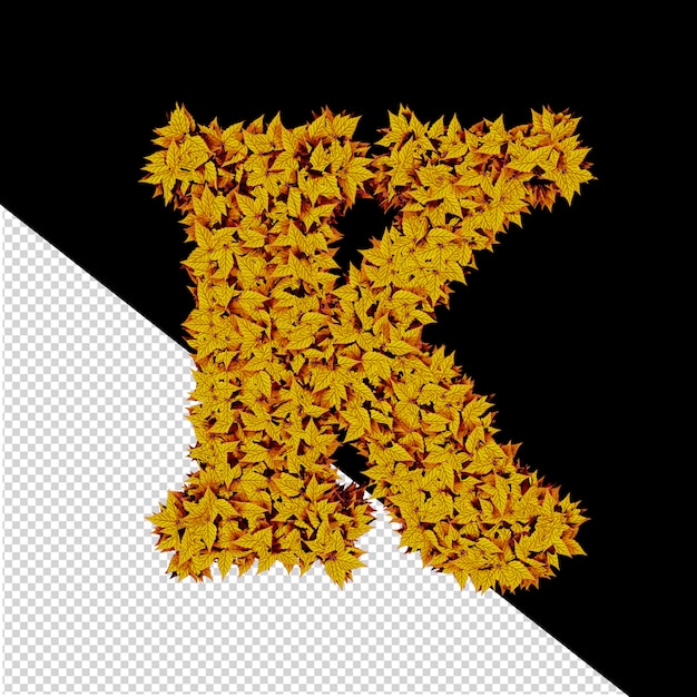 PSD symbol 3d z żółtych liści litera k