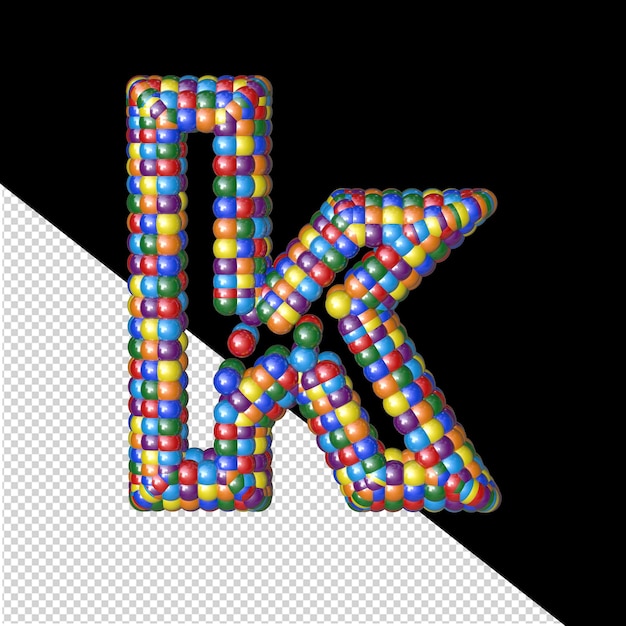 PSD symbol of colored balloons letter k