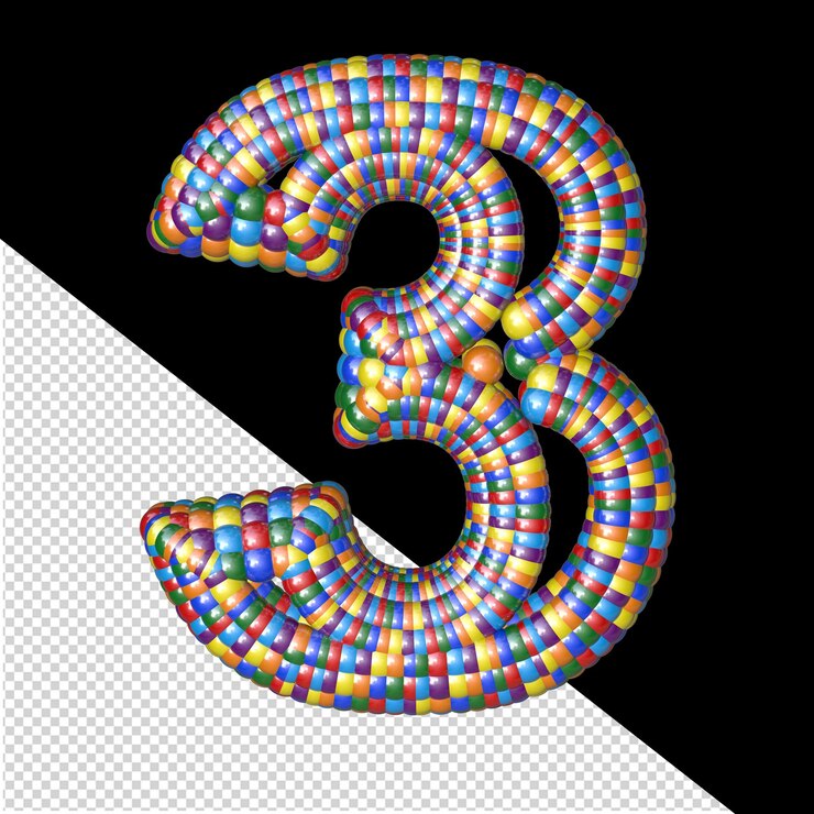 PSD symbol of colored balloons number 3