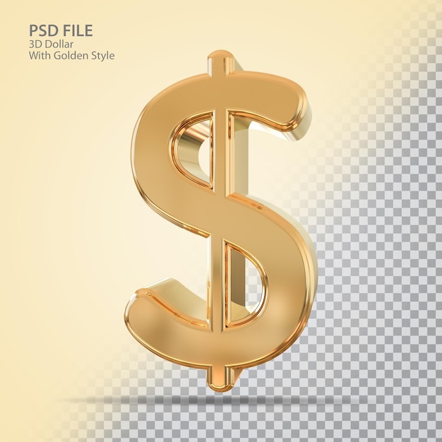 Symbol dollar 3d with golden style