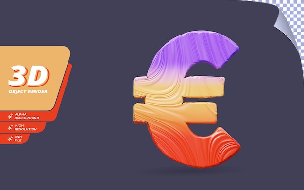 PSD symbol euro in 3d render isolated with abstract topographic gradient texture design illustration