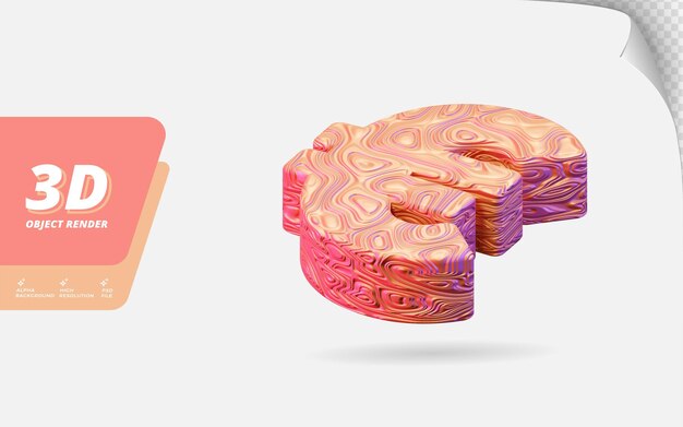 Symbol Euro in 3d render isolated with abstract rose gold topographic wavy texture design illustration