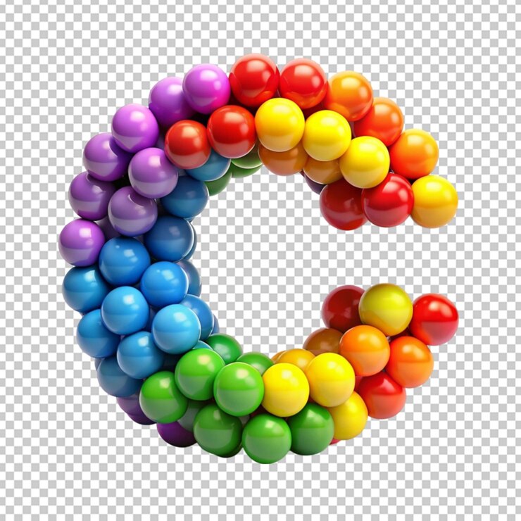 symbol from balls of rainbow colors letter
