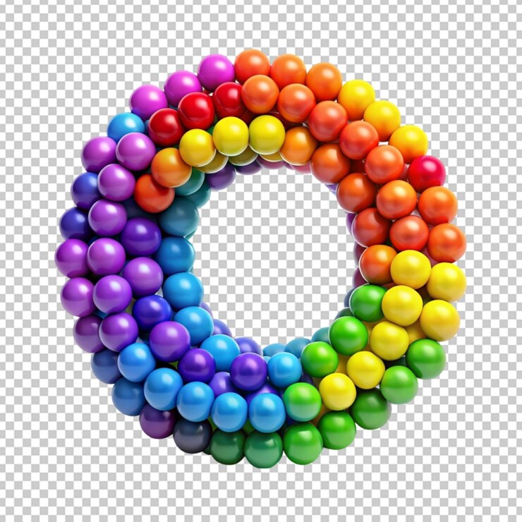 symbol from balls of rainbow colors letter