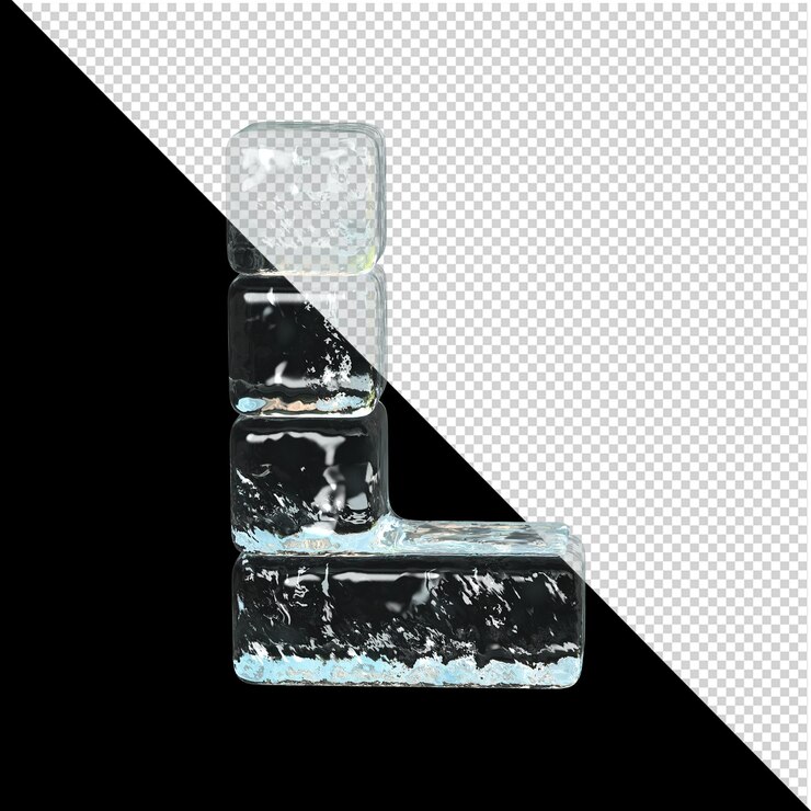 PSD symbol from the collection of ice. 3d letter l