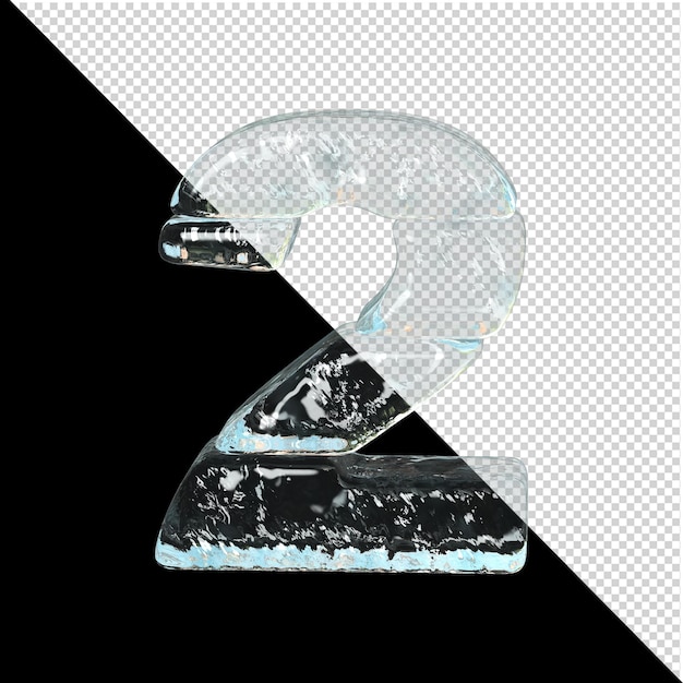 Symbol from the collection of ice. 3d number 2