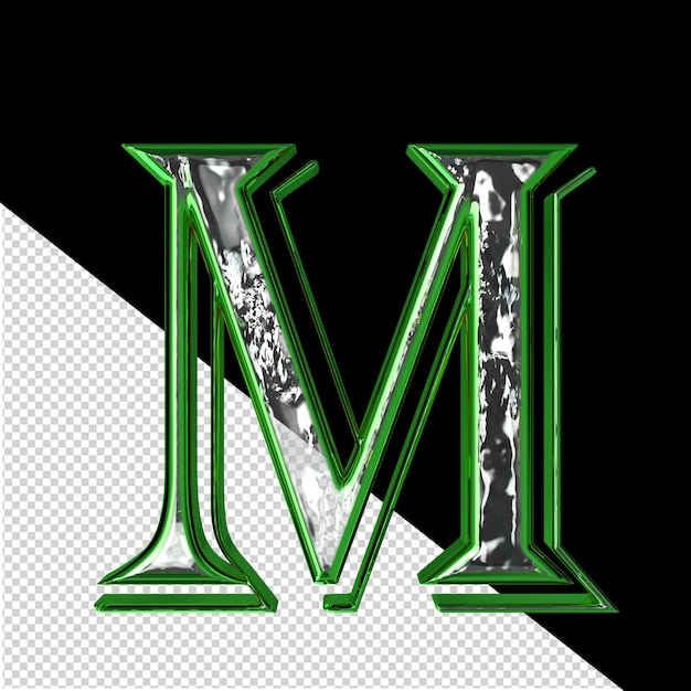 Symbol in a green frame letter m