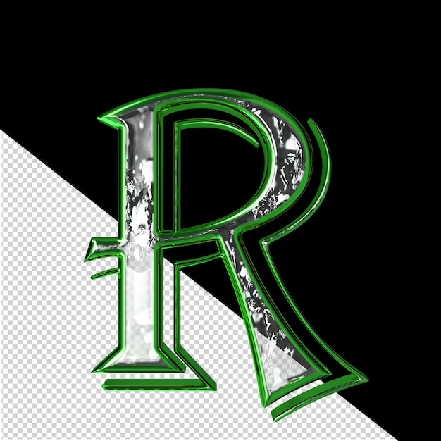 Symbol in a green frame letter r