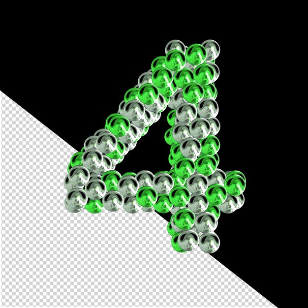 PSD symbol of green and silver spheres number 4