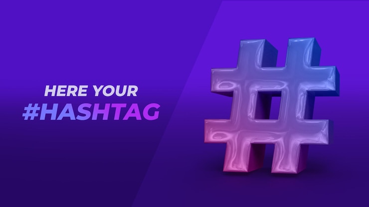 PSD symbol hashtagu 3d na tle gradientu