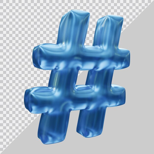 PSD symbol hashtagu w renderowaniu 3d