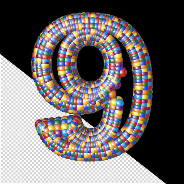 PSD symbol kolorowych balonów numer 9