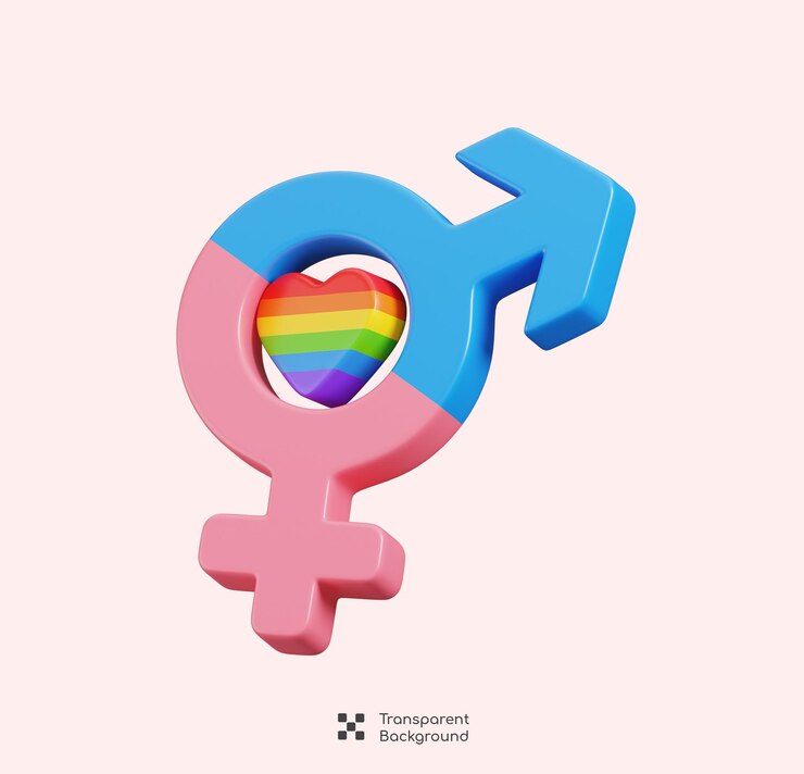 PSD symbol lgbtq z dekoracjami tęczy serca świętującymi miesiąc dumy lgbtq element ikonę renderingu 3d