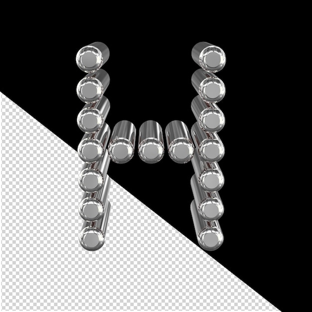 Symbol made of 3d cylinders letter h