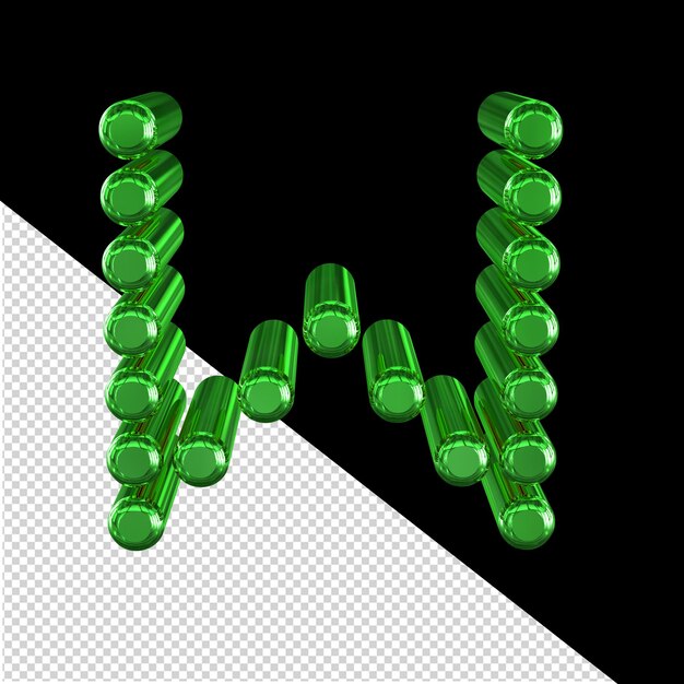 Symbol made of 3d cylinders letter w