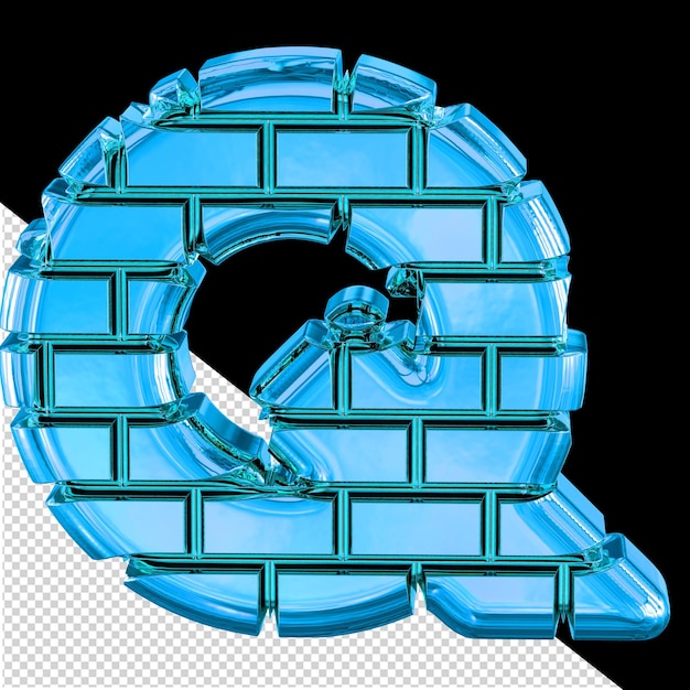 PSD the symbol made of blue bricks letter q