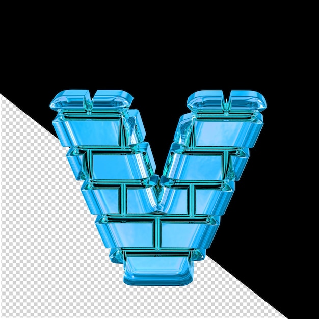PSD the symbol made of blue bricks letter v