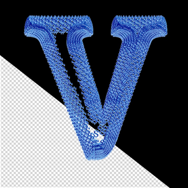PSD symbol made of blue dollar 3d signs letter v