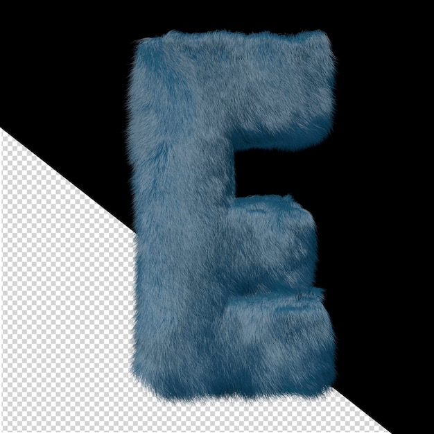 PSD symbol made of blue fur letter e