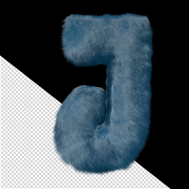 Symbol made of blue fur letter j