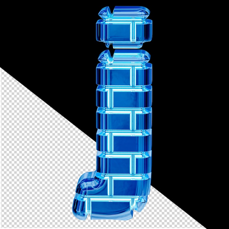 PSD symbol made of blue ice bricks letter j