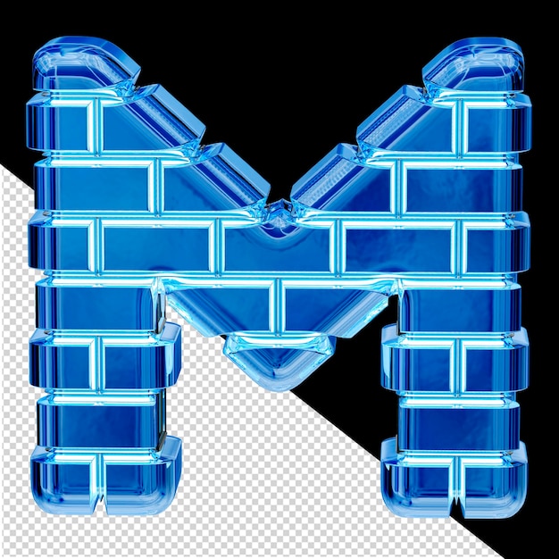 Symbol made of blue ice bricks letter m