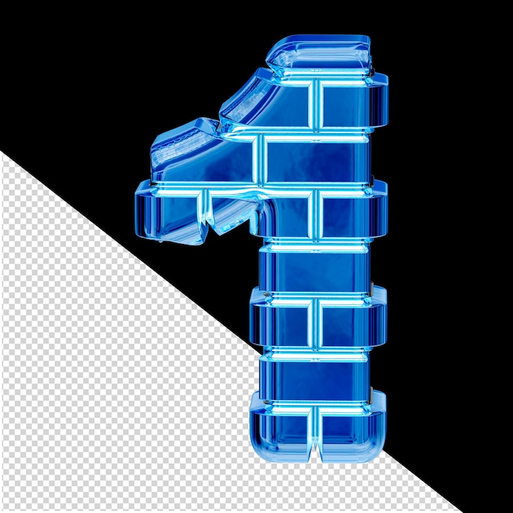PSD symbol made of blue ice bricks number 1