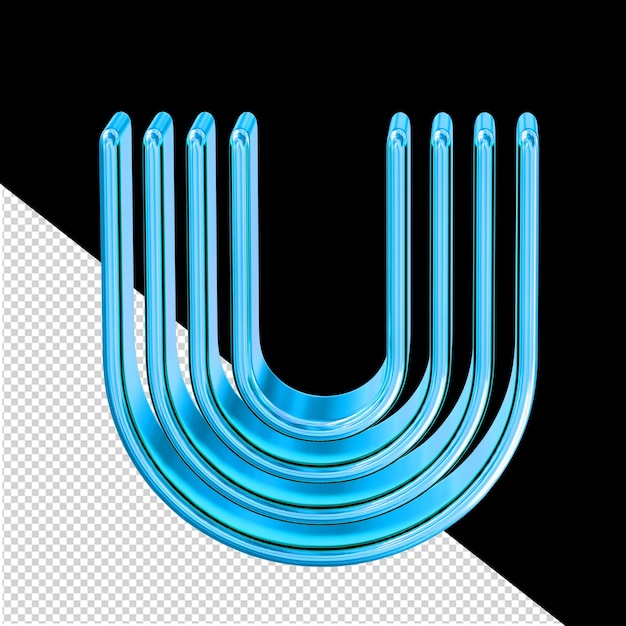 PSD symbol made of blue plates letter u