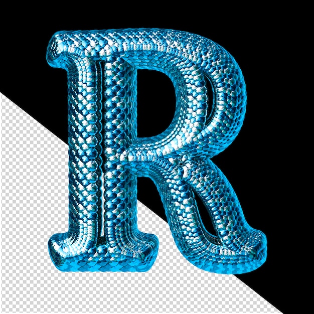 Symbol made of blue and silver like the scales of a snake letter r