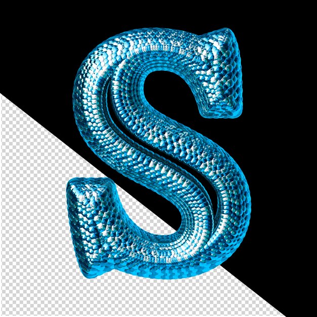 symbol made of blue and silver like the scales of a snake letter s