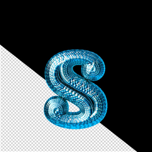 Symbol made of blue and silver like the scales of a snake letter s