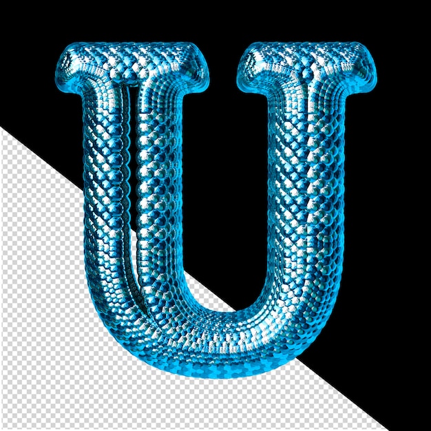 PSD symbol made of blue and silver like the scales of a snake letter u