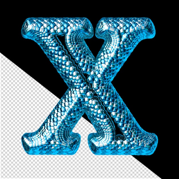 Symbol made of blue and silver like the scales of a snake letter x