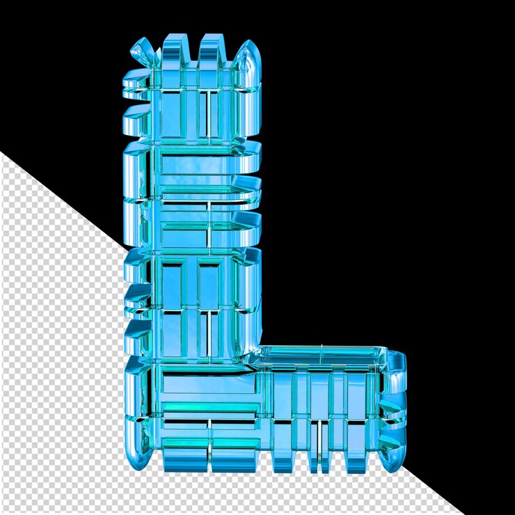 PSD symbol made of blue transformed metal letter l