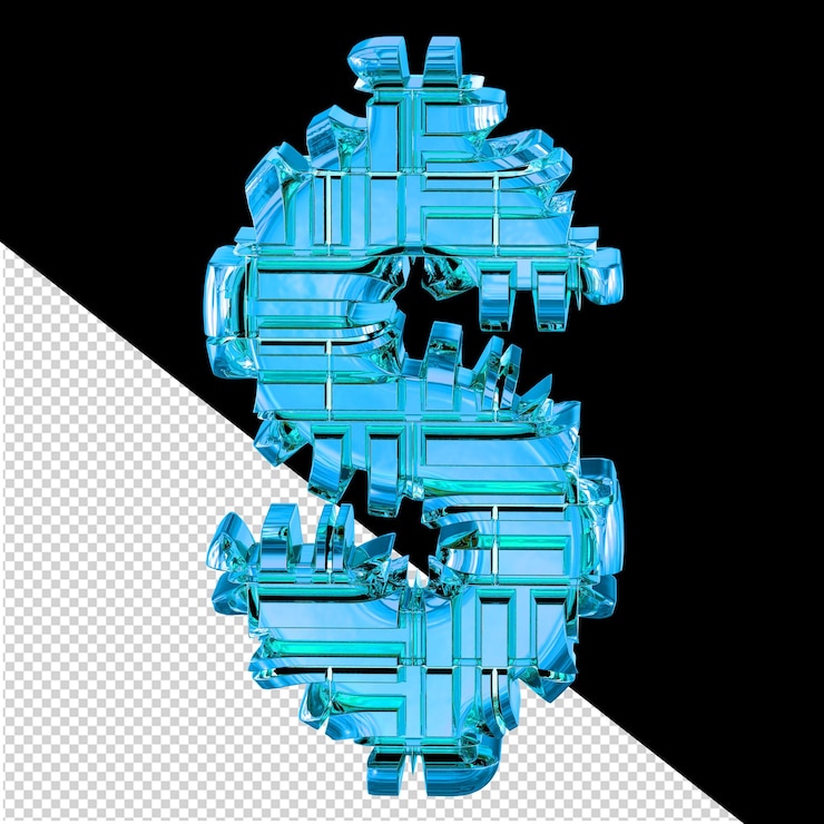 PSD symbol made of blue transformed metal