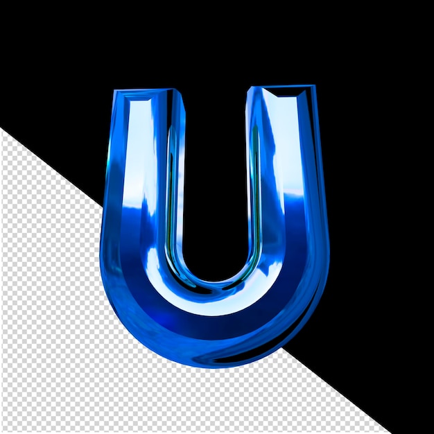 PSD symbol made of blue with beveled letter u