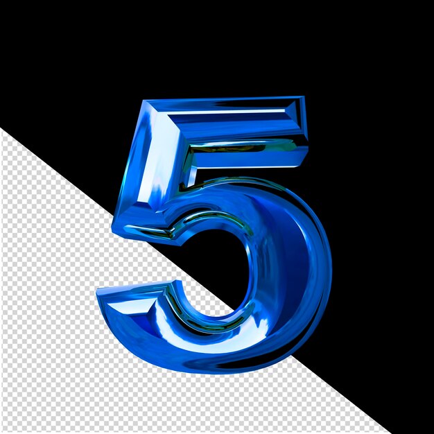 Symbol made of blue with beveled number 5