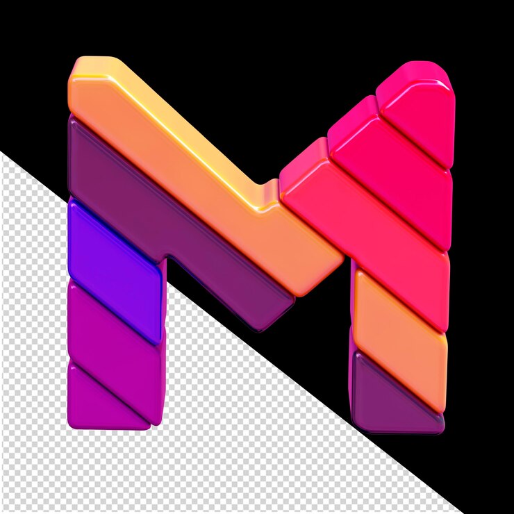 PSD symbol made of colored diagonal blocks letter m