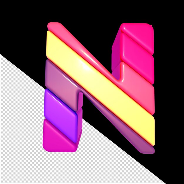 PSD symbol made of colored diagonal blocks letter n