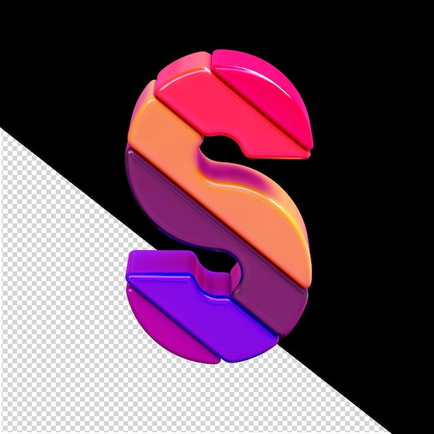 PSD symbol made of colored diagonal blocks letter s