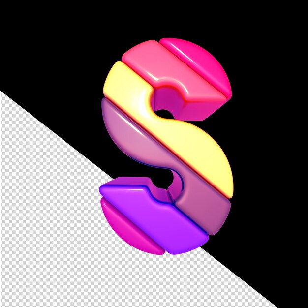 PSD symbol made of colored diagonal blocks letter s