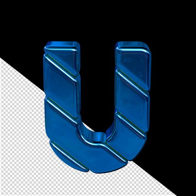 Symbol made of diagonal blue 3d blocks letter u