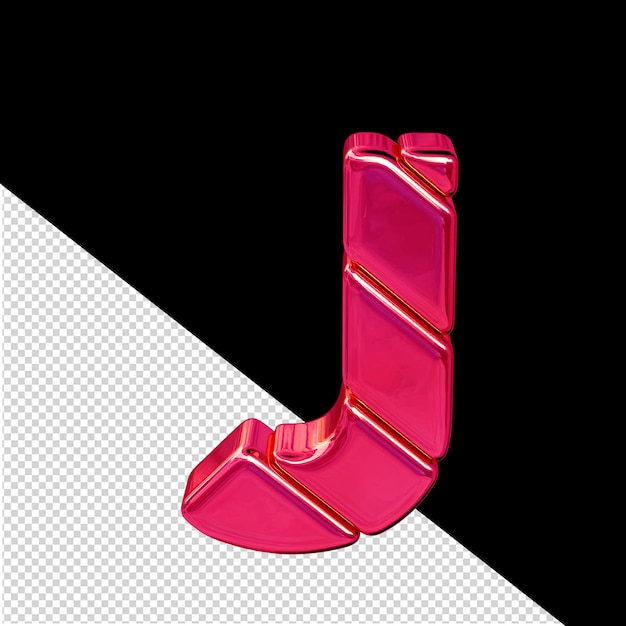 PSD symbol made of diagonal pink 3d blocks letter j