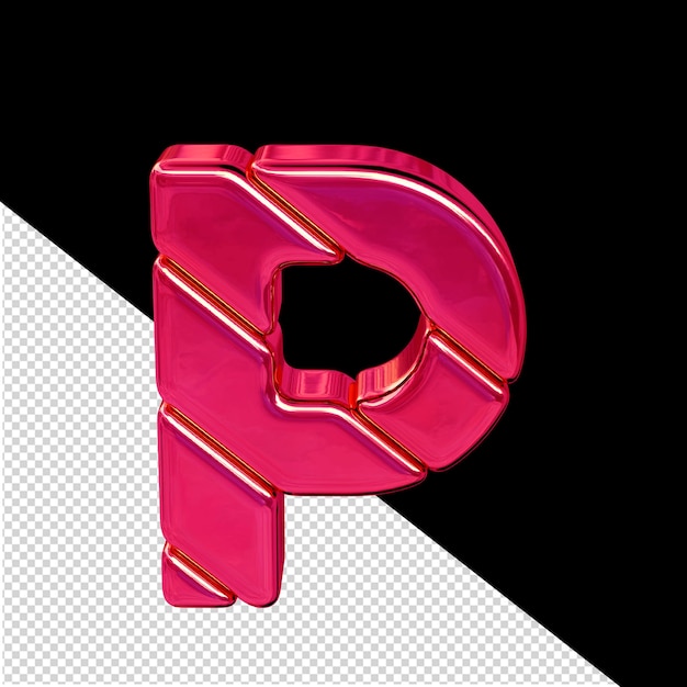 PSD simbolo fatto di blocchi 3d rosa diagonali con lettera p