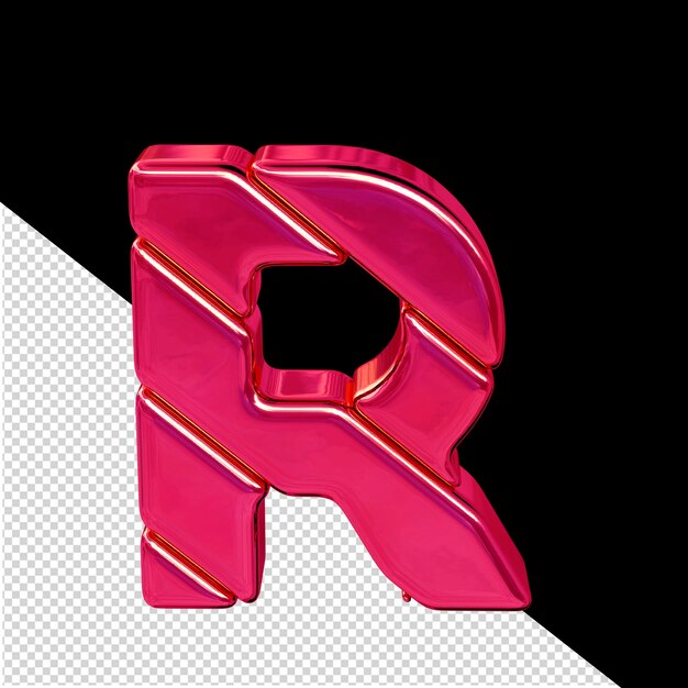 PSD symbol made of diagonal pink 3d blocks letter r