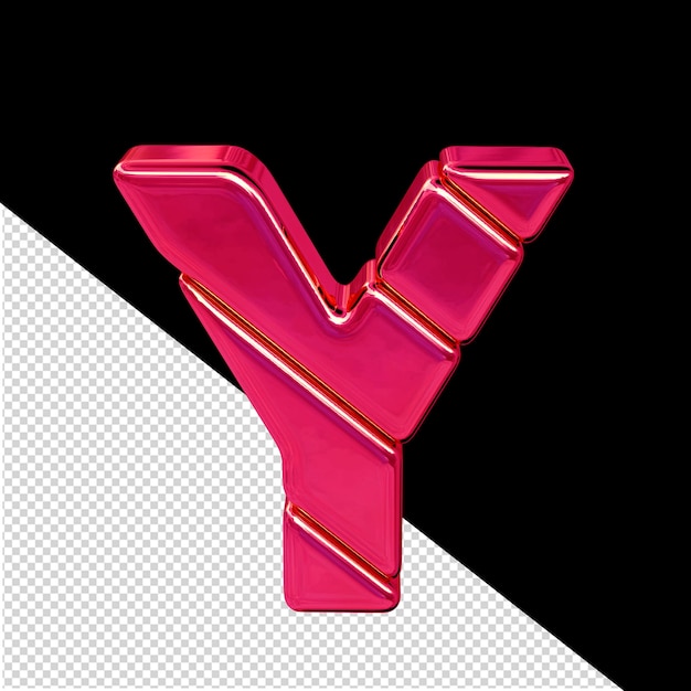 Symbol made of diagonal pink 3d blocks letter y