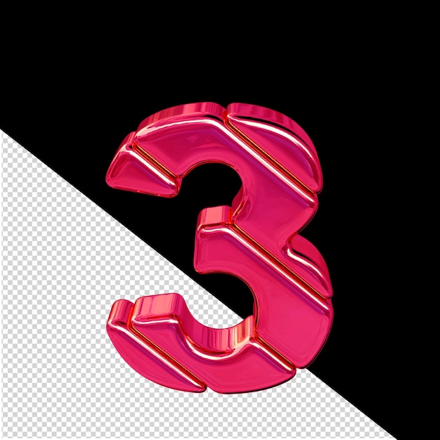 PSD symbol made of diagonal pink 3d blocks number 3