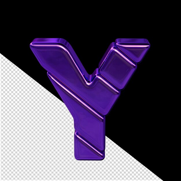 Symbol made of diagonal purple 3d blocks letter y