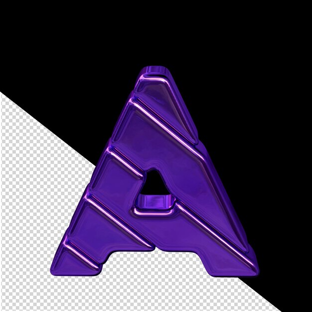 PSD symbol made of diagonal purple 3d blocks letter a