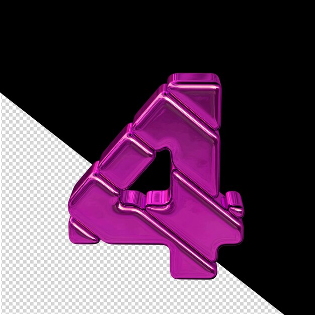 PSD symbol made of diagonal purple 3d blocks number 4